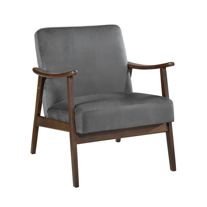 Landers Accent Chair in Gray/Walnut - 1230DG-1