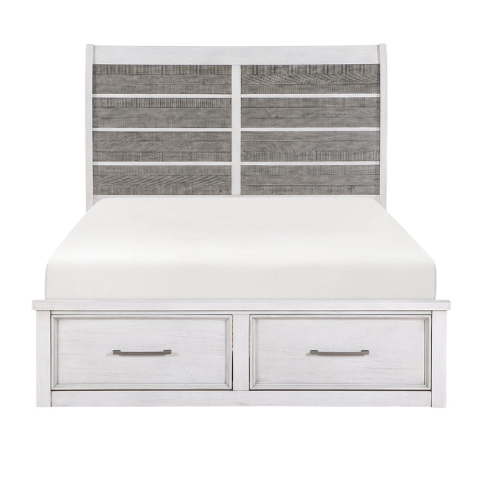 Ambrose Queen Platform Bed with Footboard Storage in Gray/White - 1303-1 - FAMSA Furniture (TX)