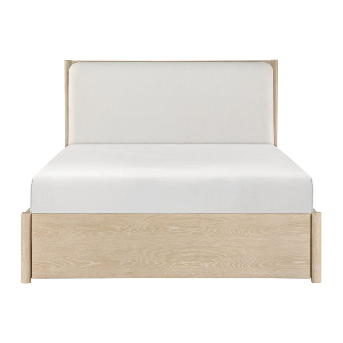 Matteo Queen Platform Bed with Footboard Storage in Natural/Oak - 1313N-1 - FAMSA Furniture (TX)