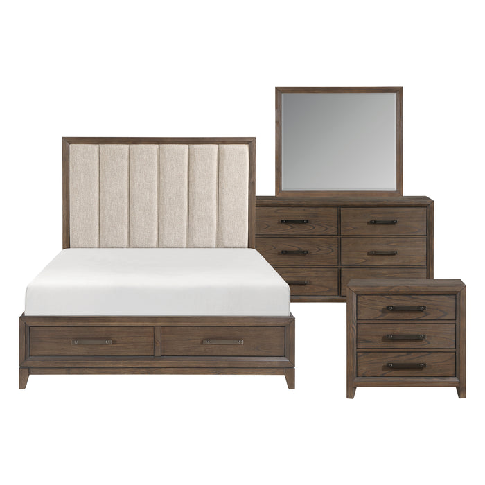 Cambridge 4pc Set (QB+NS+DR+MR) in Walnut - 1422N-1*4 - FAMSA Furniture (TX)