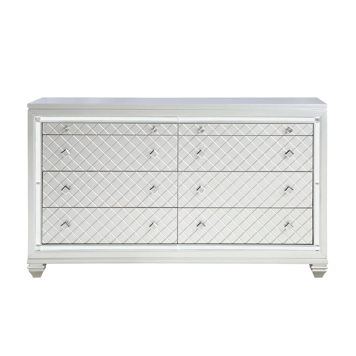 Leesa Dresser in Gray/Metallic/Silver - 1430-5 - FAMSA Furniture (TX)