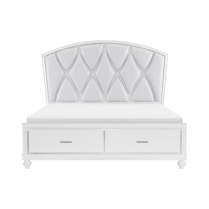 Aria Queen Platform Bed with Footboard Storage in White - 1436W-1 - FAMSA Furniture (TX)