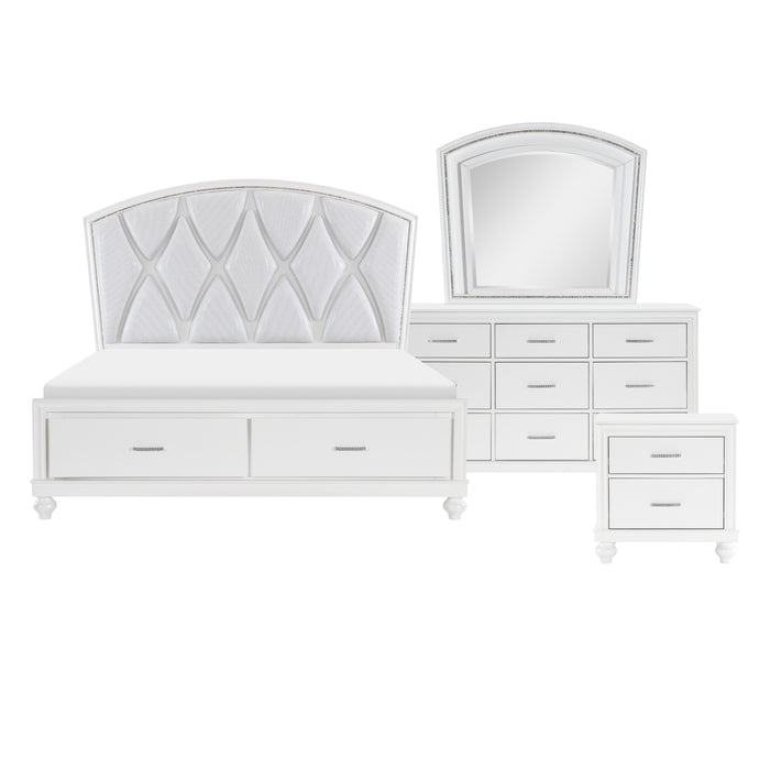 Aria 4pc Set (QB+NS+DR+MR) in White - 1436W-1*4 - FAMSA Furniture (TX)