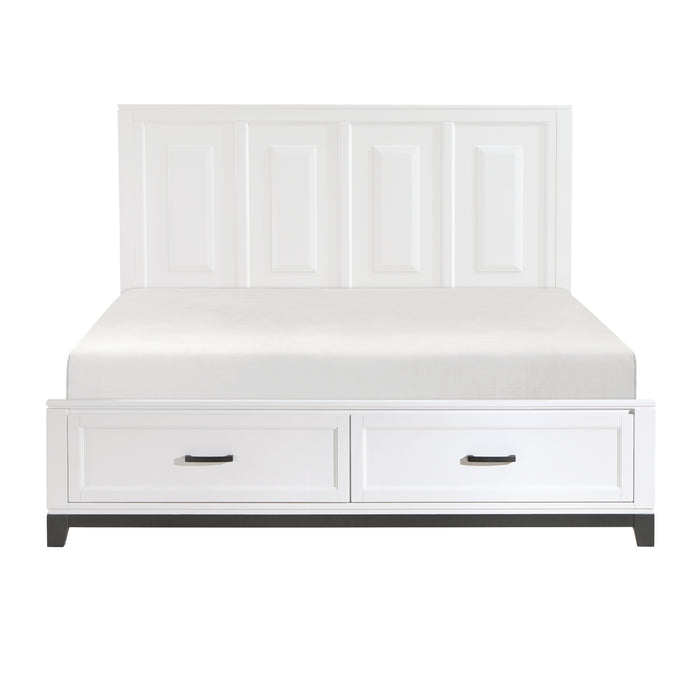 Garretson Eastern King Platform Bed with Footboard Storage in White - 1450WHK-1EK - FAMSA Furniture (TX)