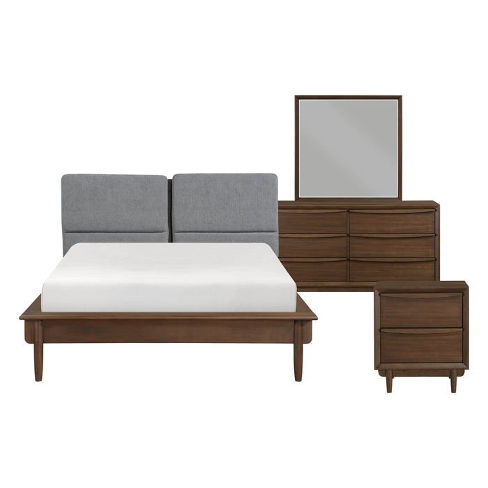 Astrid 4pc Set (QB+NS+DR+MR) in Brown/Walnut - 1501-1*4 - FAMSA Furniture (TX)