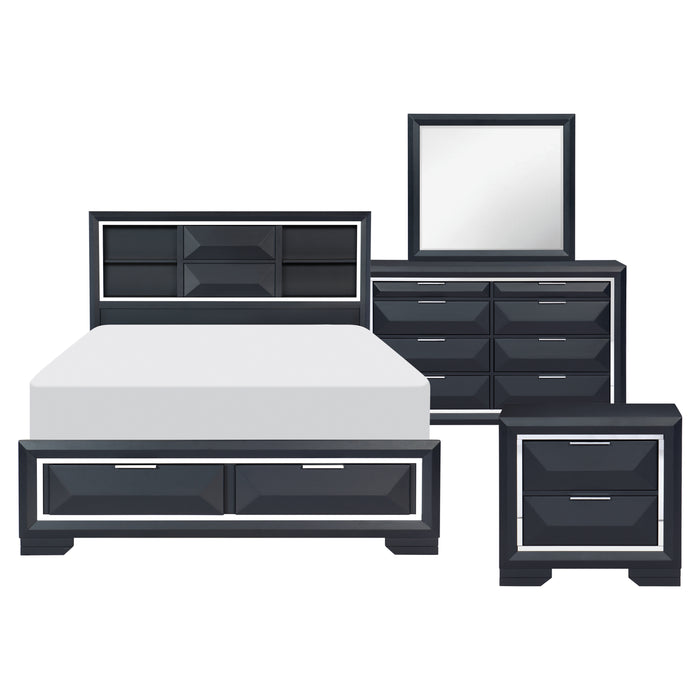 Rosemont 4pc Set (QB+NS+DR+MR) in Blue/Gold/Silver/Champagne - 1553-1*4 - FAMSA Furniture (TX)