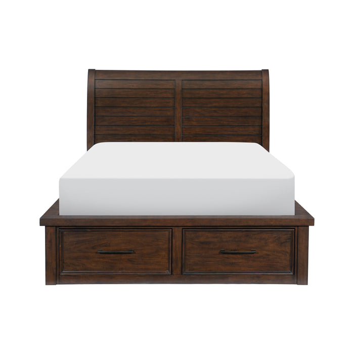 Logandale Queen Platform Bed with Footboard Storage in Brown - 1559-1 - FAMSA Furniture (TX)