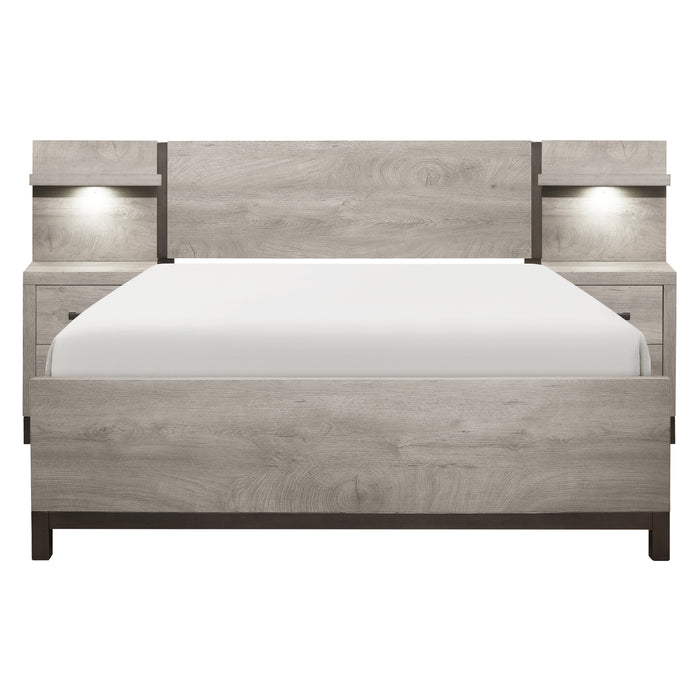 Zephyr 5pc Set Eastern King Wall Bed (EKB+2NS+2NS-P) in Gray - 1577K-1EKWB