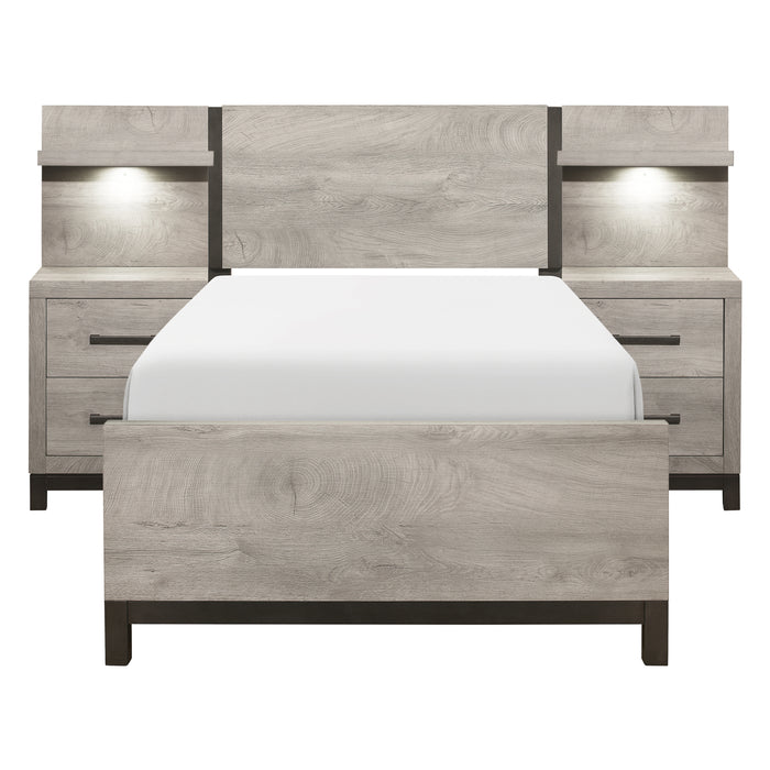 Zephyr 5pc Set Twin Wall Bed (TB+2NS+2NS-P) in Gray - 1577T-1WB - FAMSA Furniture (TX)