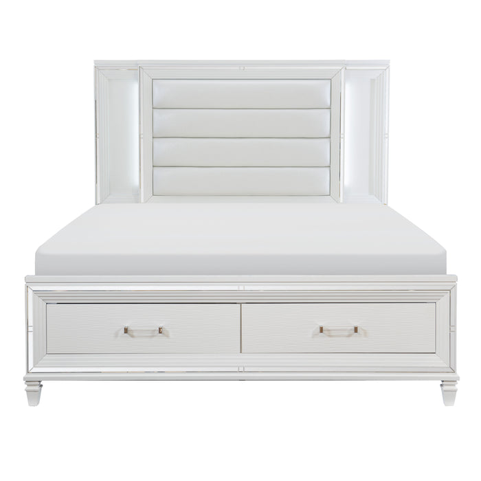 Tamsin Eastern King Platform Bed with LED Lighting and Footboard Storage in Transparent/White - 1616WK-1EK - FAMSA Furniture (TX)