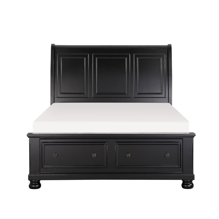 Laurelin Eastern King Sleigh Platform Bed with Footboard Storage in Black - 1714KBK-1EK - FAMSA Furniture (TX)