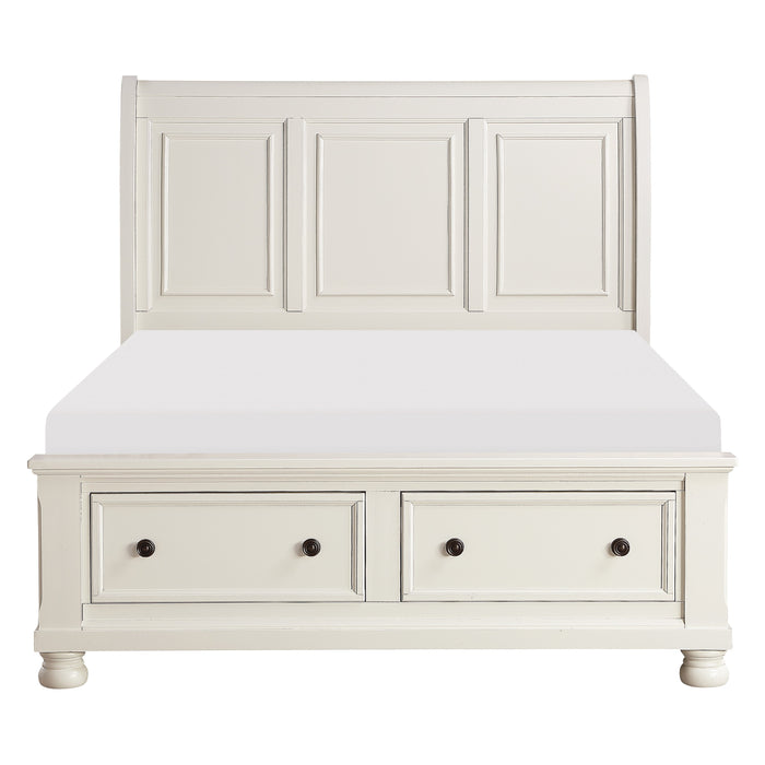 Laurelin Eastern King Sleigh Platform Bed with Footboard Storage in White - 1714KW-1EK - FAMSA Furniture (TX)