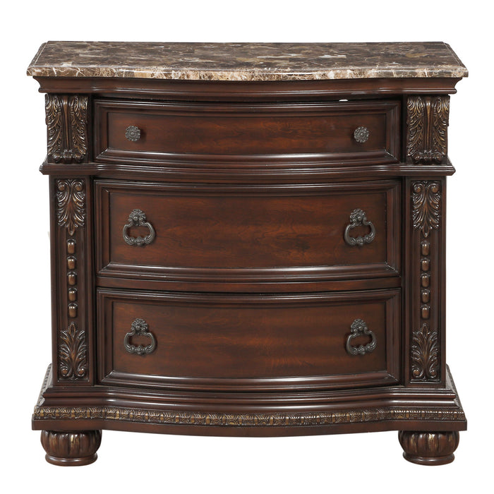 Cavalier Nightstand, Marble Top in Cherry - 1757-4 - FAMSA Furniture (TX)