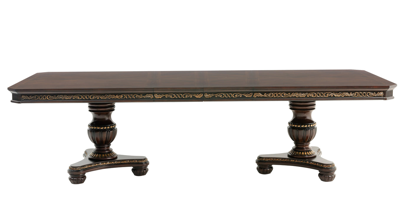 Russian Hill Double Pedestal Dining Table in Cherry - 1808-112* - FAMSA Furniture (TX)