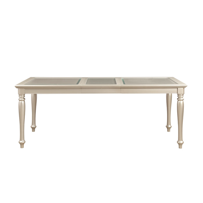Celandine Dining Table, Glass Insert in Gold/Silver/Champagne - 1928-78NG - FAMSA Furniture (TX)