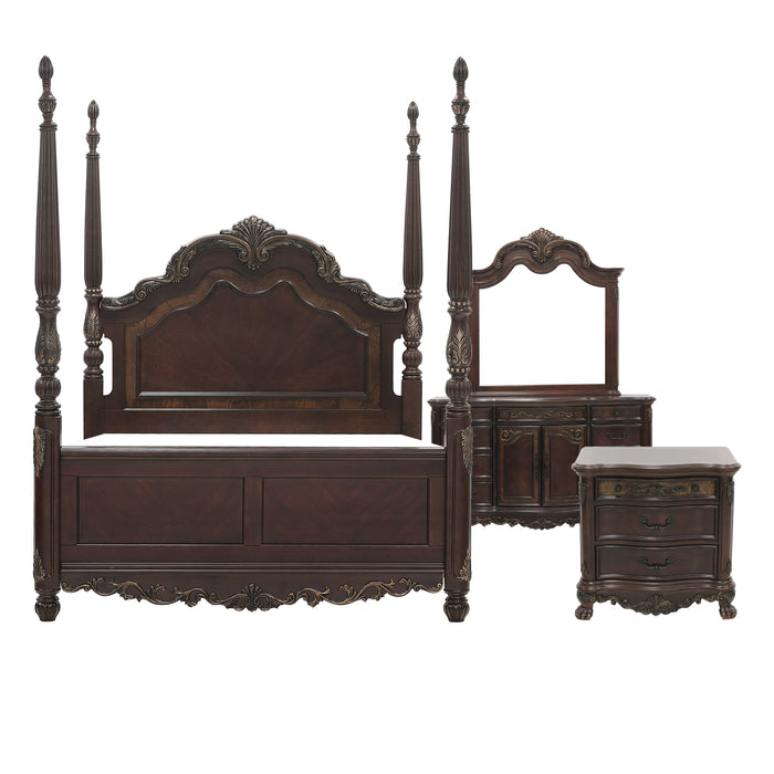 Deryn Park 4pc set (QB+NS+DR+MR) in Metallic Accent - Traditional/Cherry - 2243-1*4 - FAMSA Furniture (TX)