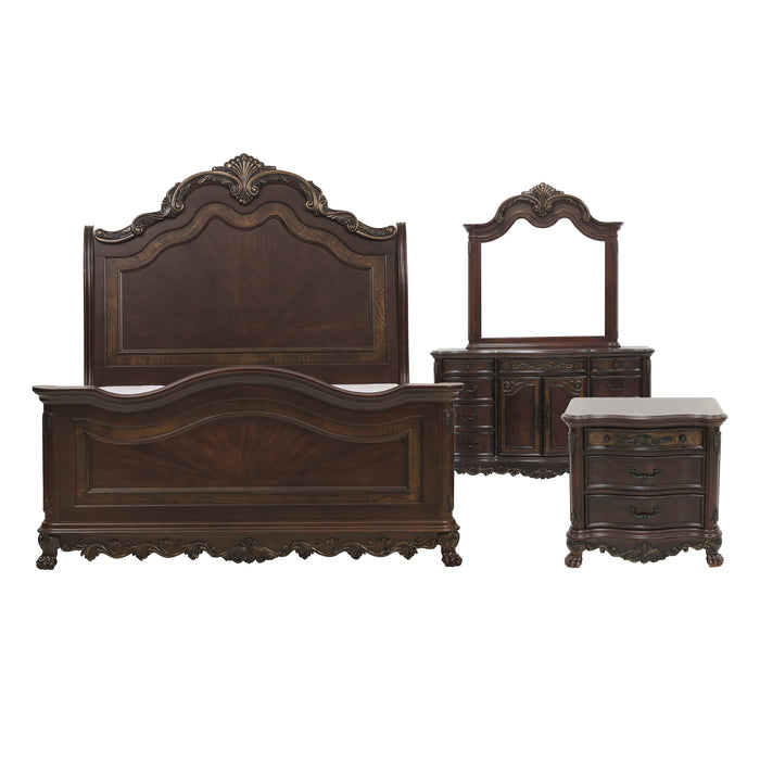 Deryn Park 4pc set (QB+NS+DR+MR) in Cherry/Metallic Accent - Traditional - 2243SL-1*4 - FAMSA Furniture (TX)