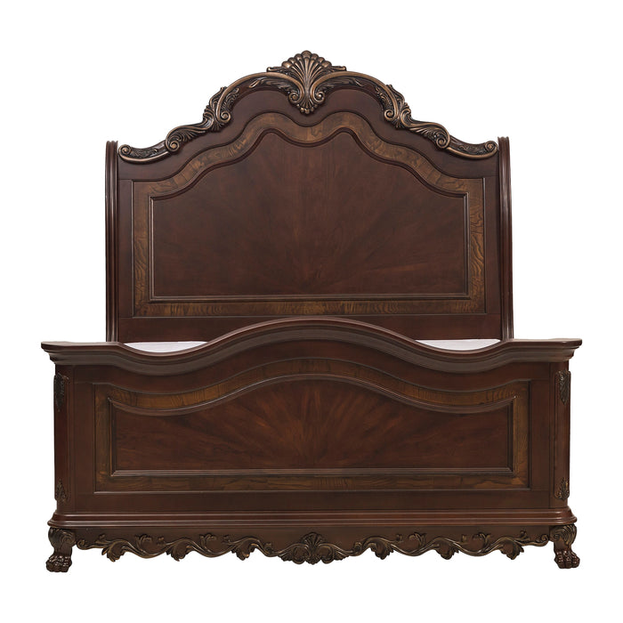 Deryn Park Queen Sleigh Bed in Cherry/Metallic Accent - Traditional - 2243SL-1 - FAMSA Furniture (TX)