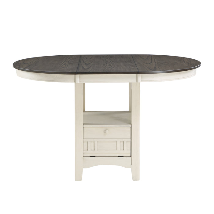 Junipero Round / Oval Counter Height Table with Storage Base in Brown/White - 2423W-36 - FAMSA Furniture (TX)