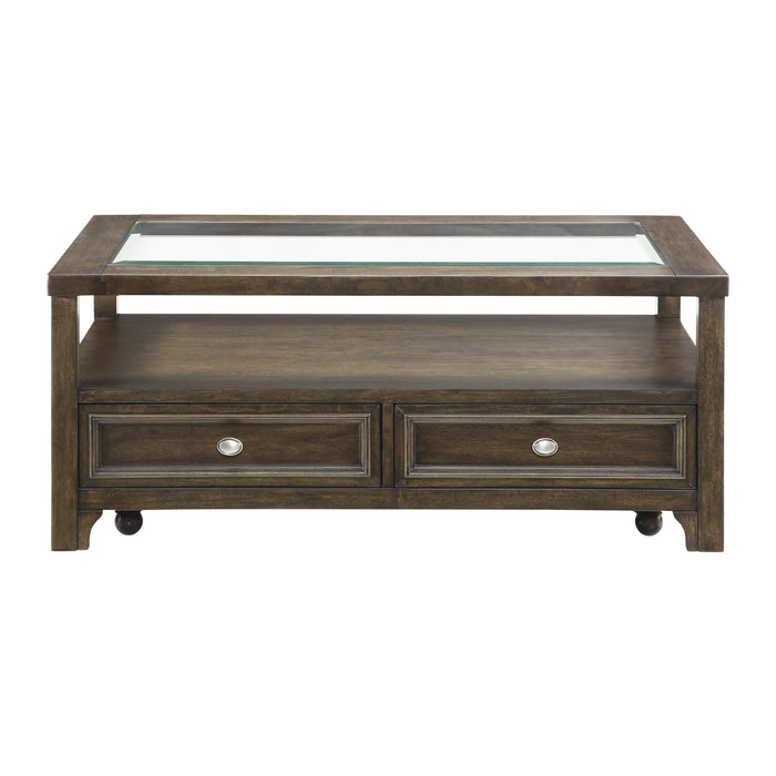 Auburn Cocktail Table in Brown/Transparent - 3624-30 - FAMSA Furniture (TX)