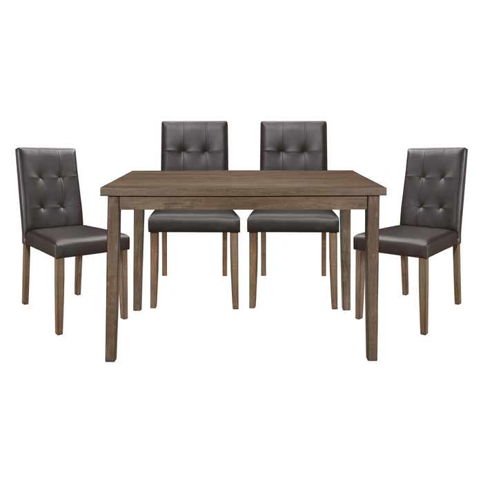 Ahmet 5pc Set (TB+4S) in Brown/Walnut - 5039BR-48*5 - FAMSA Furniture (TX)