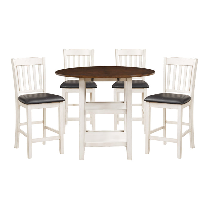 Kiwi 5pc Set (TB+4S) in White/Cherry/Brown - 5162WW-36*5 - FAMSA Furniture (TX)