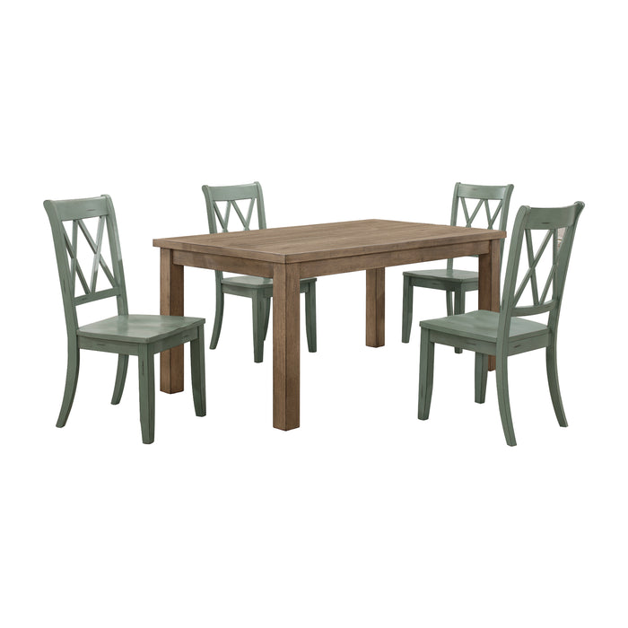 Janina 5pc Set (TB+4S) in Natural/Teal - 5516-66*5TLS - FAMSA Furniture (TX)