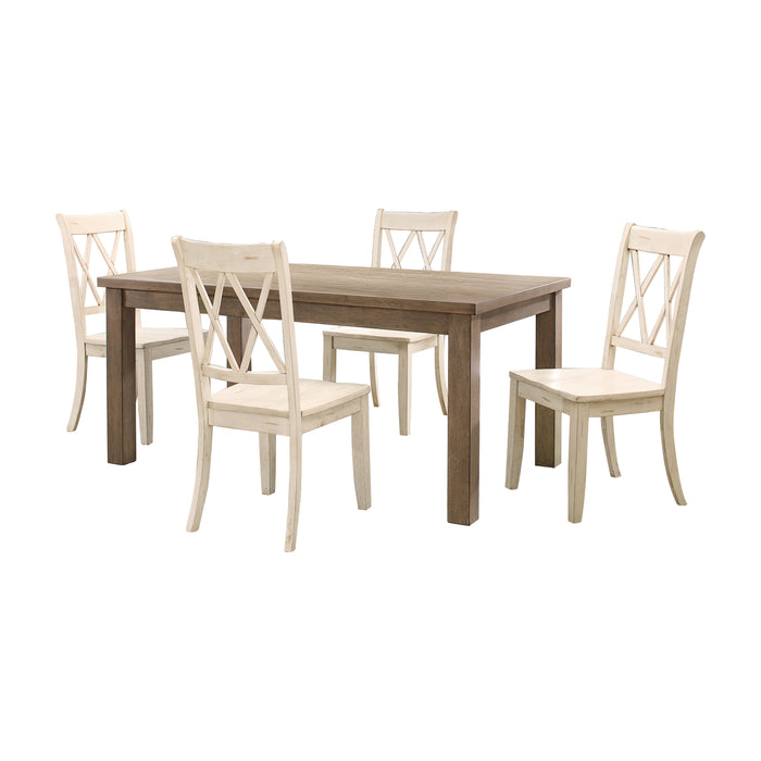 Janina 5pc Set (TB+4S) in Natural/White - 5516-66*5WTS - FAMSA Furniture (TX)