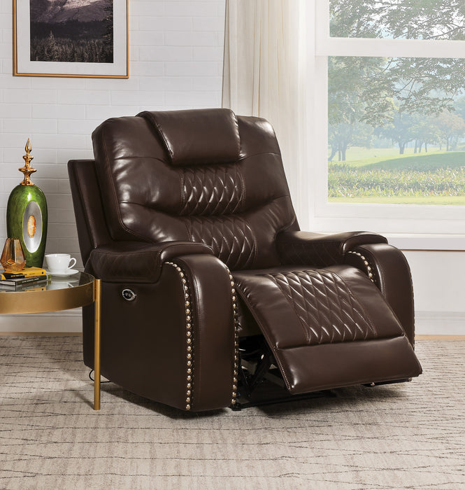Braylon Brown PU Recliner (Power Motion) - FAMSA Furniture (TX)