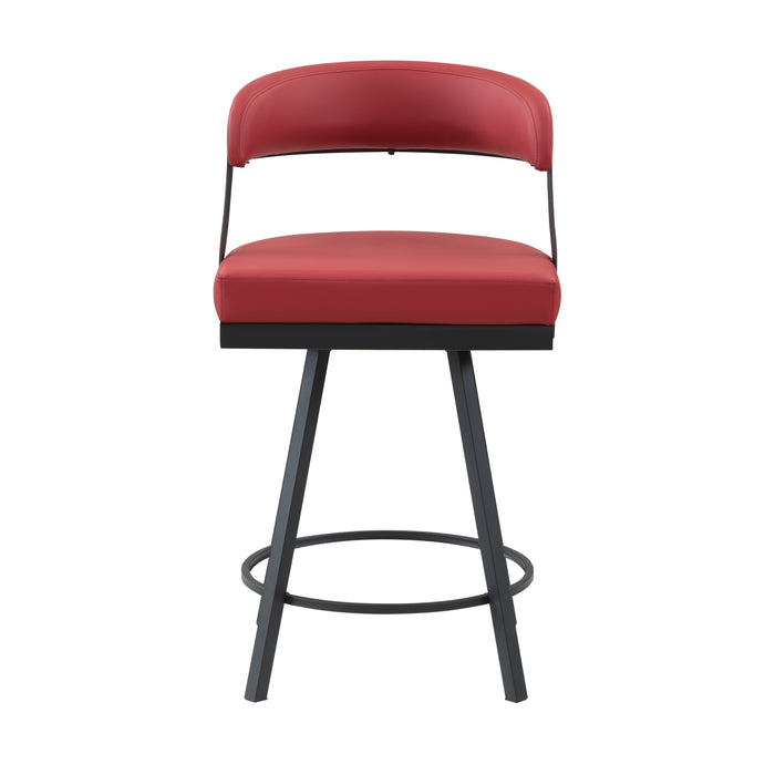 Crowley Swivel Counter Height Chair in Black/Red - 5565-24RD - FAMSA Furniture (TX)