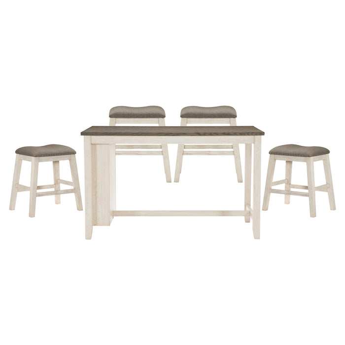 Timbre 5pc Set (TB+4S) in White/Brown - 5603WW-36*5 - FAMSA Furniture (TX)