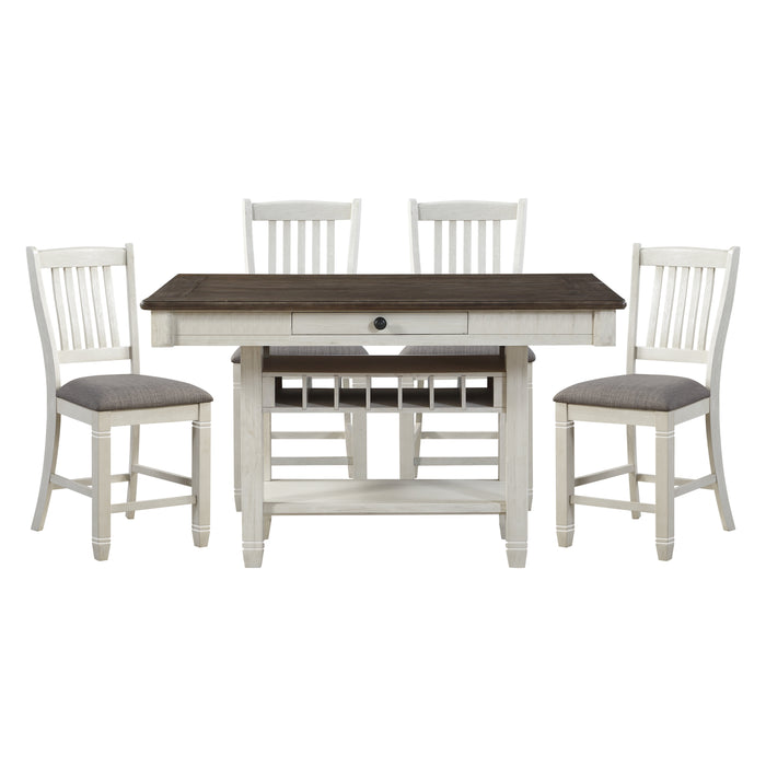Granby 5pc Set (TB+4S) in Brown/White/Gray - 5627NW-36*5 - FAMSA Furniture (TX)