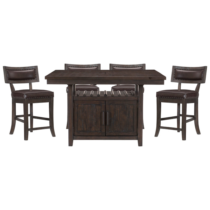 Oxton 5pc Set (TB+4S) in Brown/Cherry/Espresso - 5655-36*5 - FAMSA Furniture (TX)