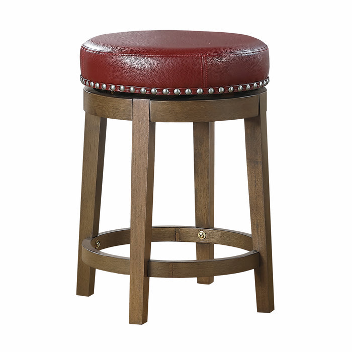 Westby Round Swivel Counter Height Stool, Red in Brown/Red - 5681RED-24 - FAMSA Furniture (TX)