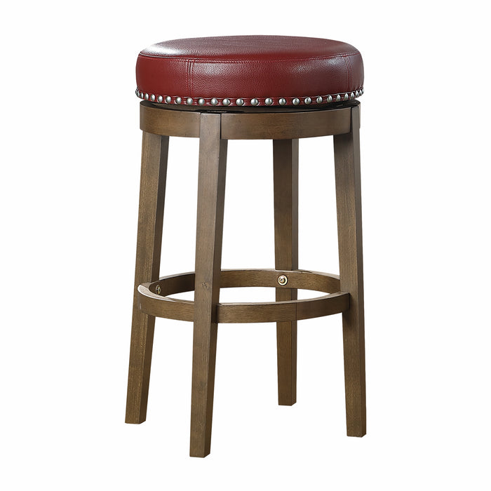 Westby Round Swivel Pub Height Stool, Red in Brown/Red - 5681RED-29 - FAMSA Furniture (TX)