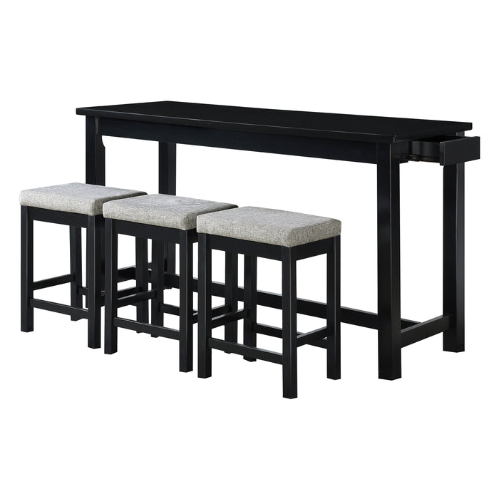 Connected 4-Piece Pack Counter Height Set in Black/Gray - 5713BK