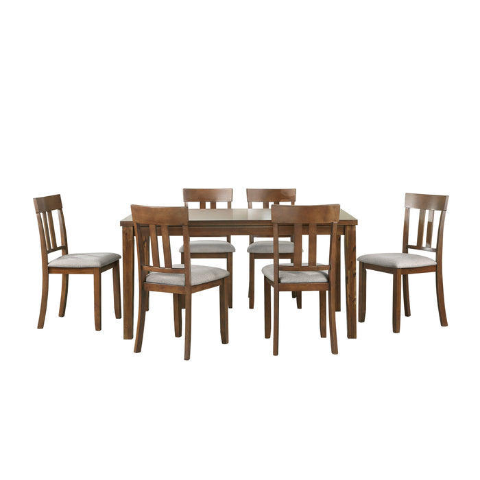 Prineville 7-Piece Pack Dinette Set in Cherry/Beige - 5762 - FAMSA Furniture (TX)