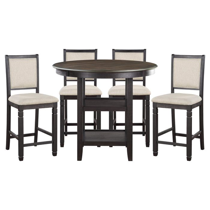 Asher 5pc Set (TB+4S) in Black/Brown/Beige - 5800BK-36*5 - FAMSA Furniture (TX)