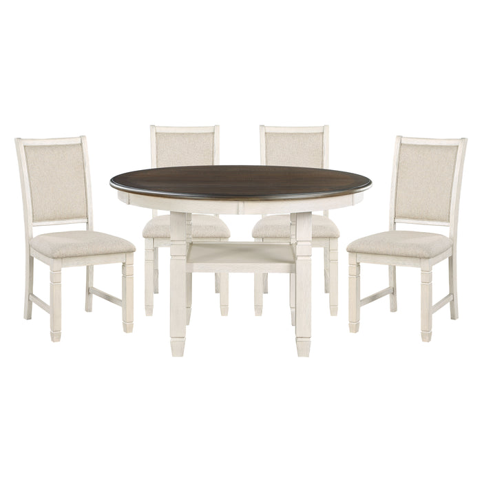 Asher 5pc Set (TB+4S) in Brown/White/Beige - 5800WH-48RD*5 - FAMSA Furniture (TX)
