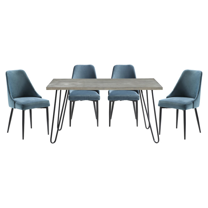 Keene 5pc Set (TB+4S) in Blue/Gray/Metal - 5817-60*5BU - FAMSA Furniture (TX)