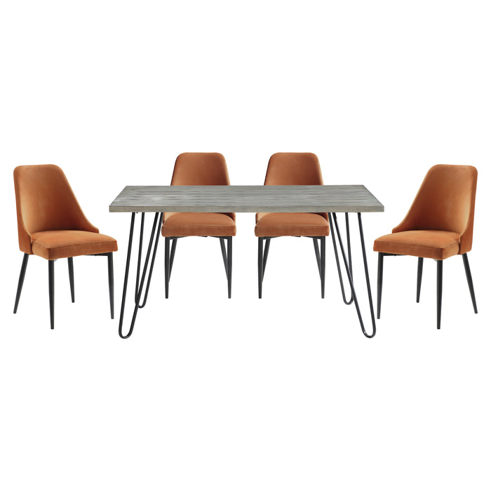 Keene 5pc Set (TB+4S) in Gray/Orange/Metal - 5817-60*5RN - FAMSA Furniture (TX)