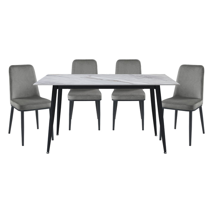 Salerno 5pc Set (TB+4S) in Black/Gray/White - 5909-59*5GY - FAMSA Furniture (TX)