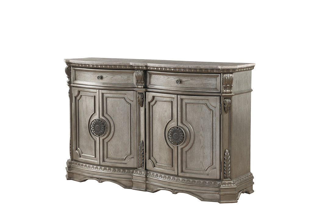 Northville Antique Silver Server (MARBLE TOP) - FAMSA Furniture (TX)