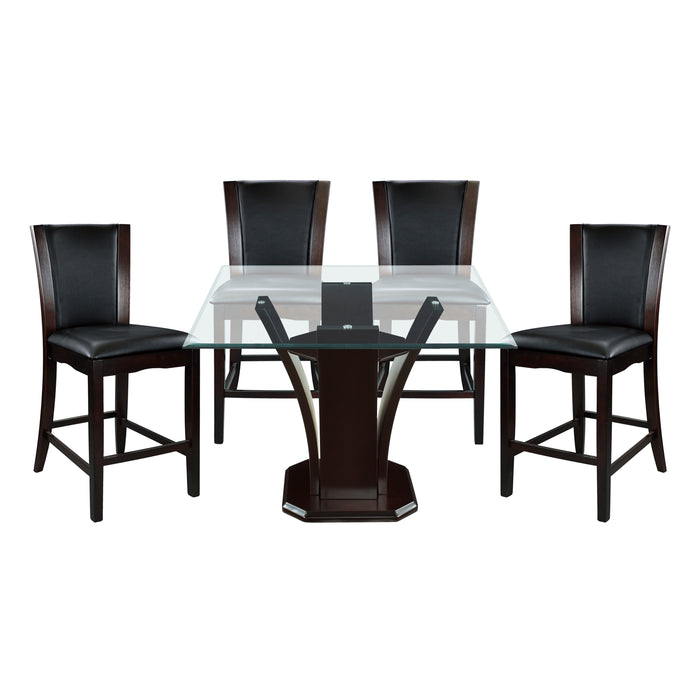 Daisy 5pc Set (TB+4S) in Espresso/Transparent/Brown - 710-36SQ*5 - FAMSA Furniture (TX)