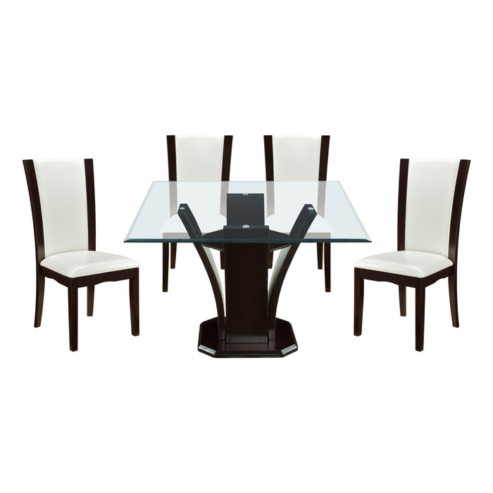 Daisy 5pc Set (TB+4S) in Espresso/Transparent/White - 710-54SQ*5WS - FAMSA Furniture (TX)