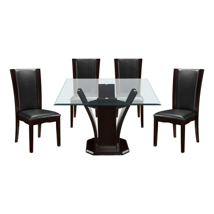 Daisy 5pc Set (TB+4S) in Espresso/Transparent/Brown - 710-54SQ*5 - FAMSA Furniture (TX)