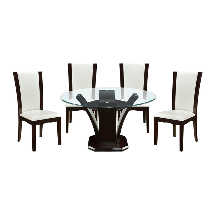 Daisy 5pc Set (TB+4S) in White/Transparent/Espresso - 710-54*5WS - FAMSA Furniture (TX)