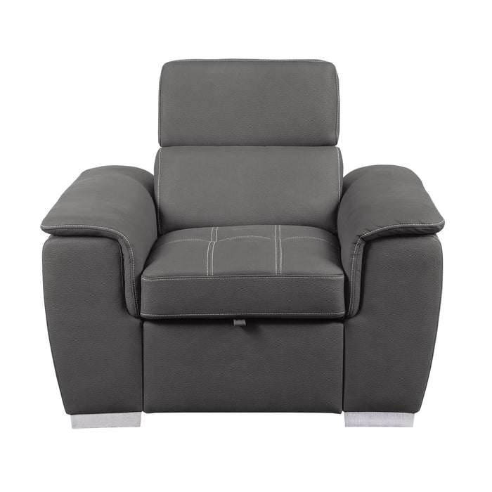 Ferriday Chair with Pull-out Ottoman in Gray - 8228GY-1 - FAMSA Furniture (TX)