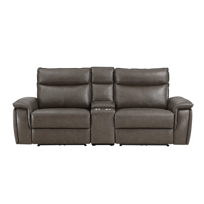 Maroni Power Double Reclining Loveseat with Center Console and Power Headrests in Brown - 8259RFDB-2CNPWH* - FAMSA Furniture (TX)