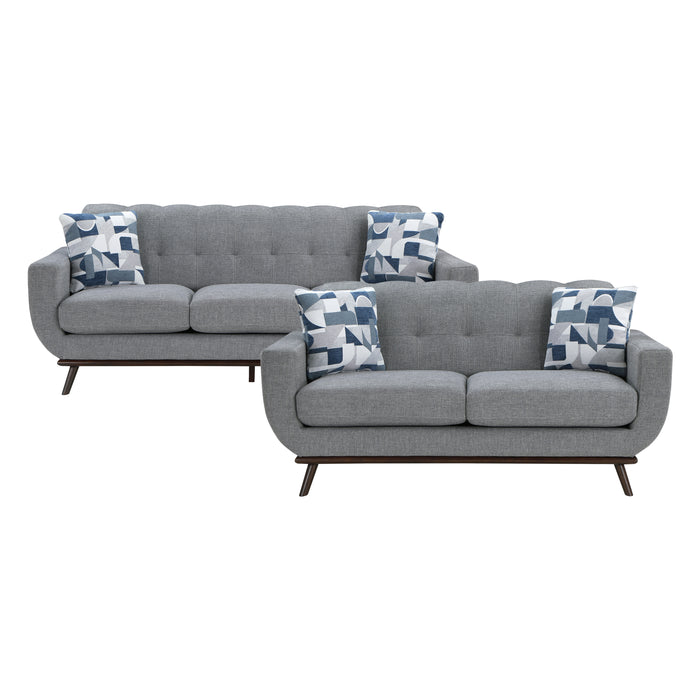 Everton 2pc Set: Sofa, Love in Gray/Walnut - 8341GY*2RV - FAMSA Furniture (TX)